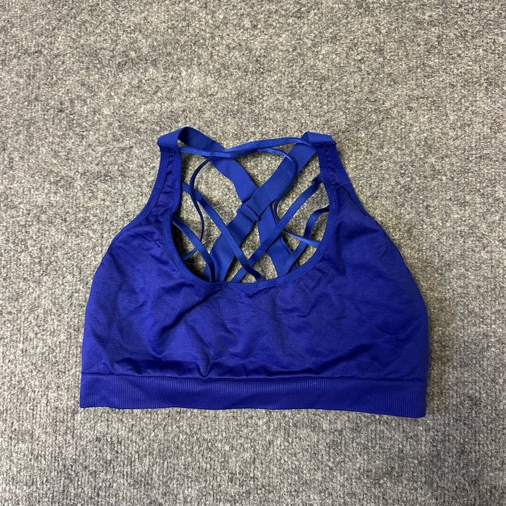 Victoria Sport Sports Bra Womens Size S Blue Strappy Cage Back Active Yoga Gym